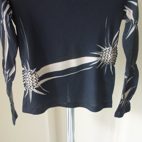 Tristan & Iseut Size M 100% Polyester Black & Cream Top - Picture 3 of 14